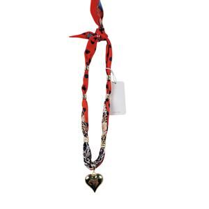 NWT Gemelli Heart Scarf Necklace - vibrant colored  printed with  Heart Pendant